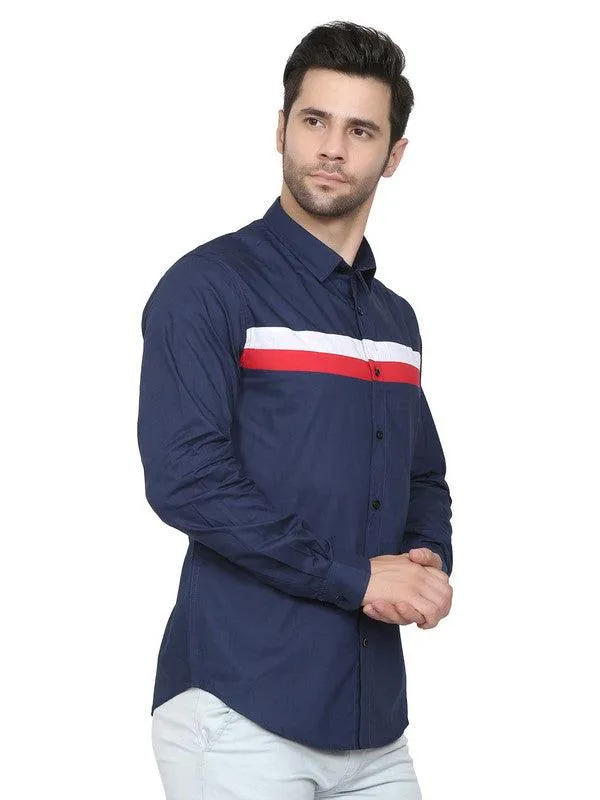 2 STRP-WHT RED-NAVY SHIRT