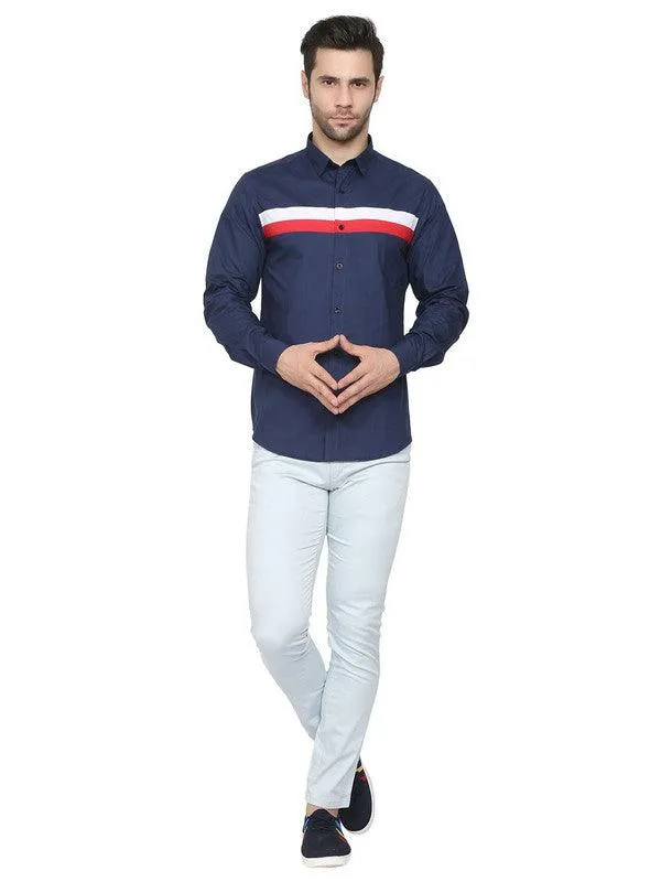 2 STRP-WHT RED-NAVY SHIRT