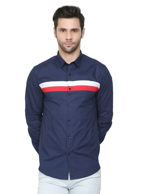 2 STRP-WHT RED-NAVY SHIRT