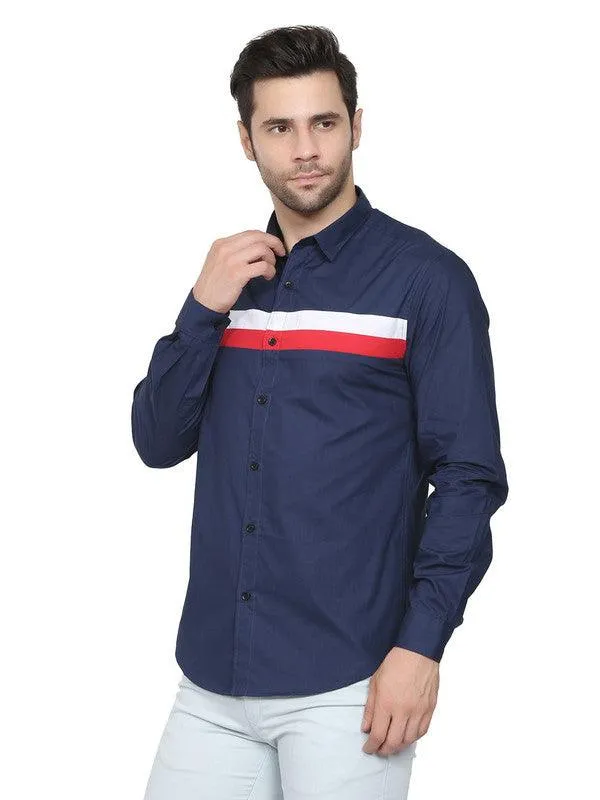 2 STRP-WHT RED-NAVY SHIRT