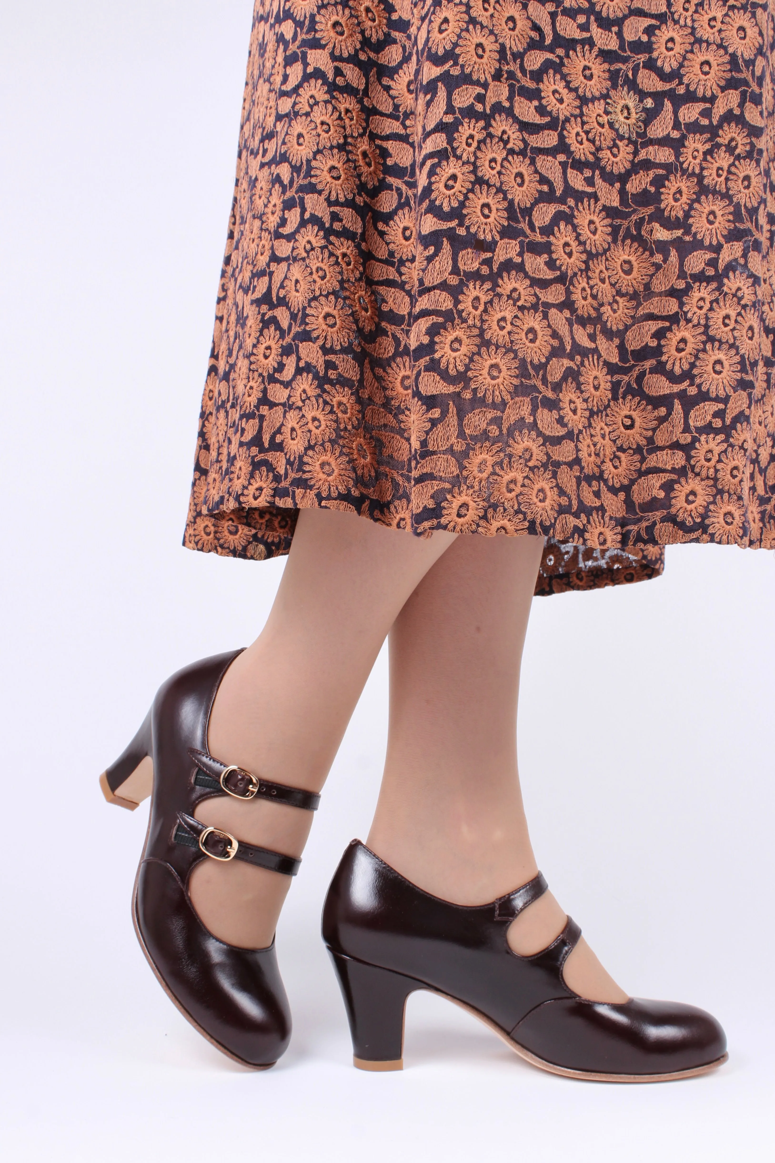 20s / early 30s style leather pumps - Dark brown - Judy
