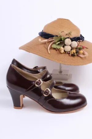 20s / early 30s style leather pumps - Dark brown - Judy