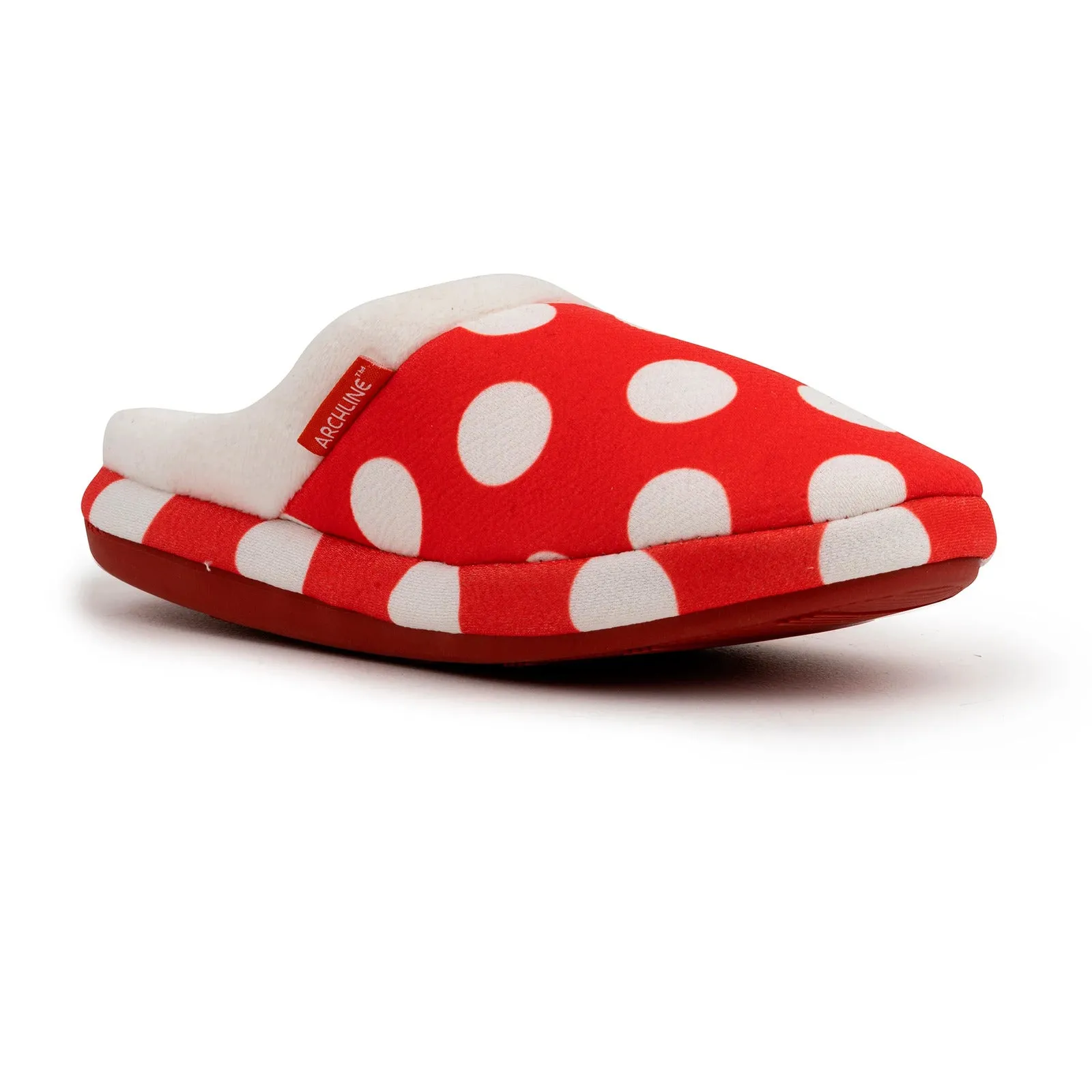 ARCHLINE Orthotic Slippers Slip On Scuffs Pain Relief Moccasins - Red Polka Dot - EUR 43 (Womens US 12)