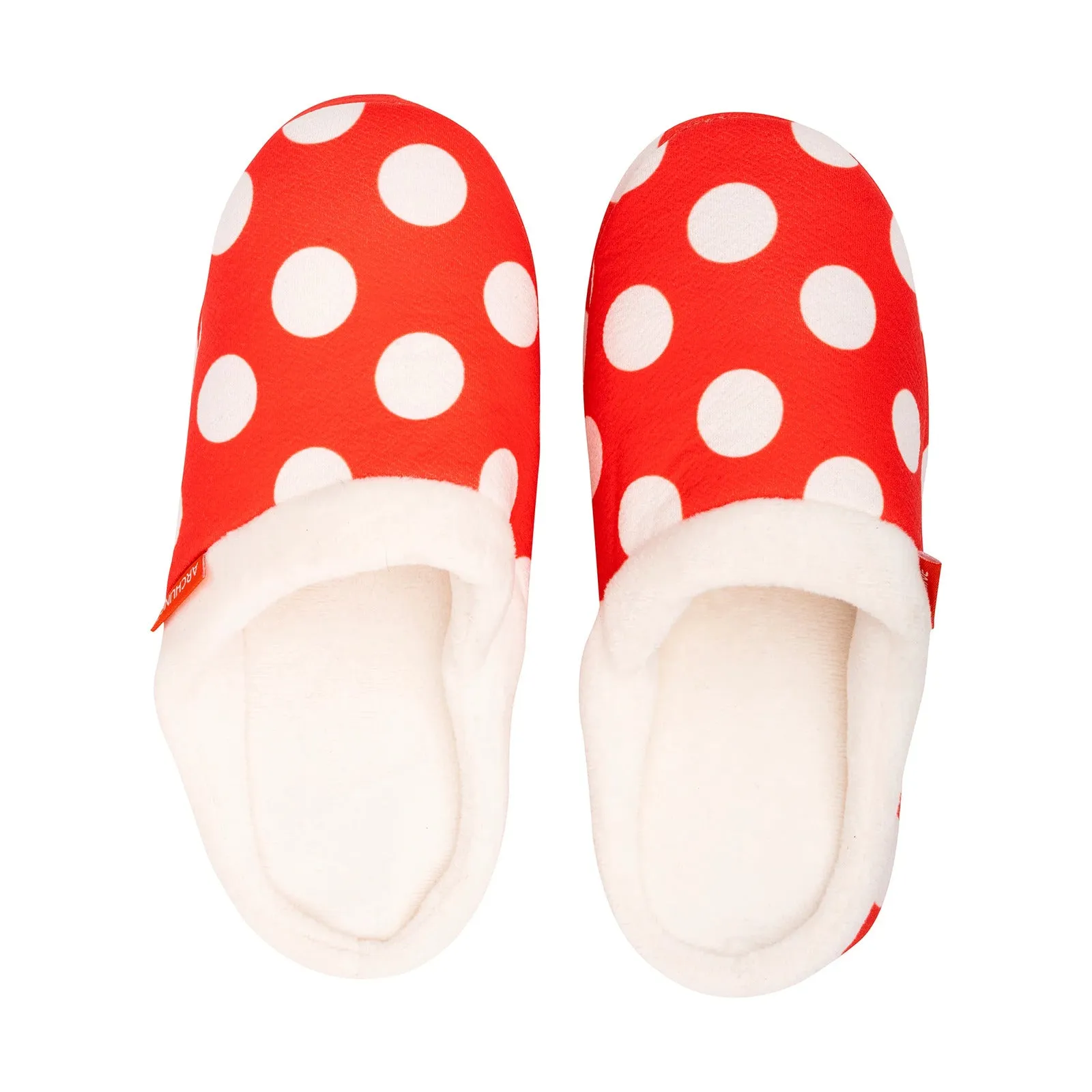 ARCHLINE Orthotic Slippers Slip On Scuffs Pain Relief Moccasins - Red Polka Dot - EUR 43 (Womens US 12)