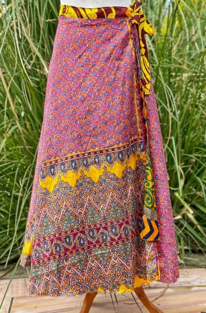 BEAUTIFUL REVERSIBLE FLORAL SHANGRI-LA WRAP SKIRT (168)