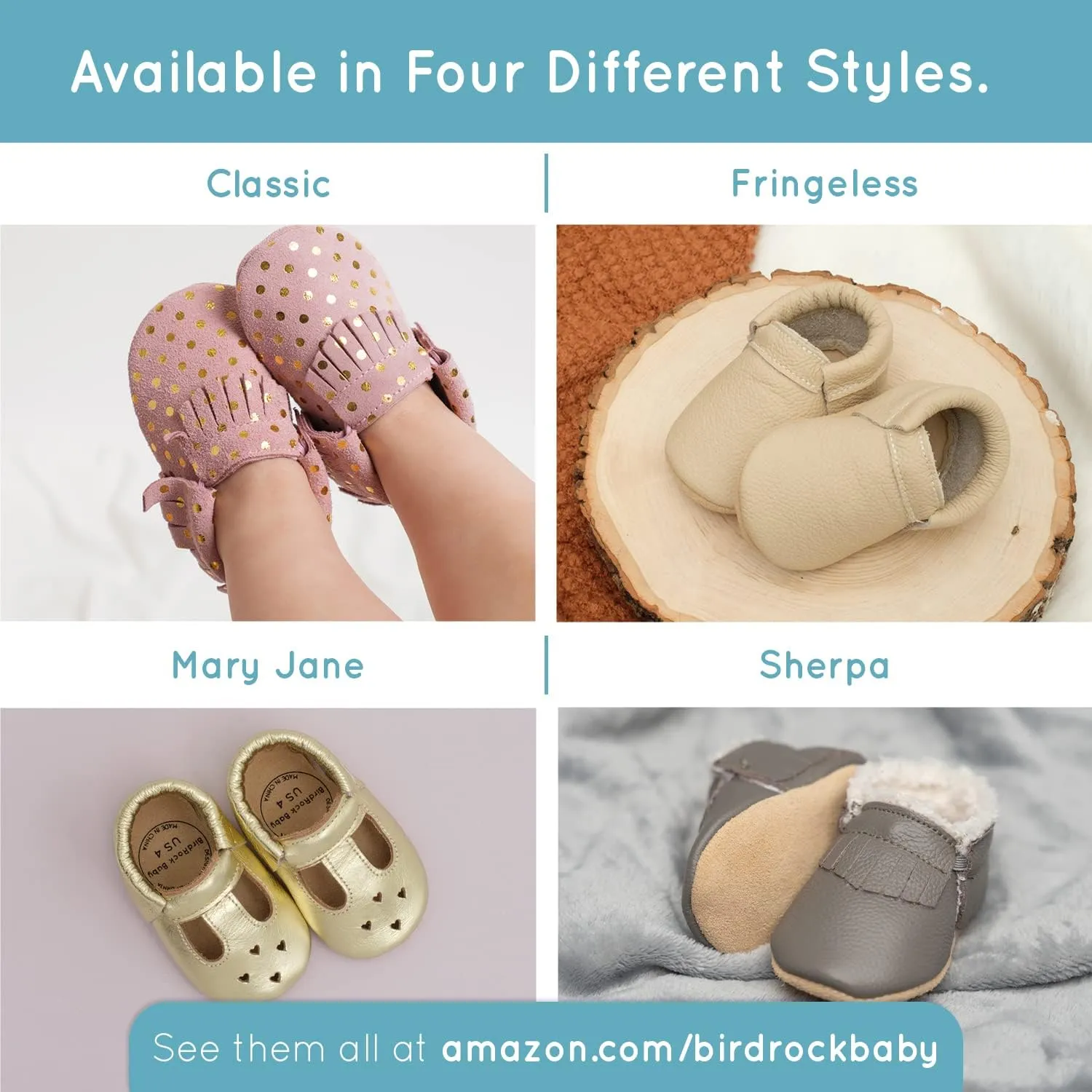 BirdRock Baby Sherpa Moccasins - Cozy, Genuine Leather Winter Shoes for Boys and Girls