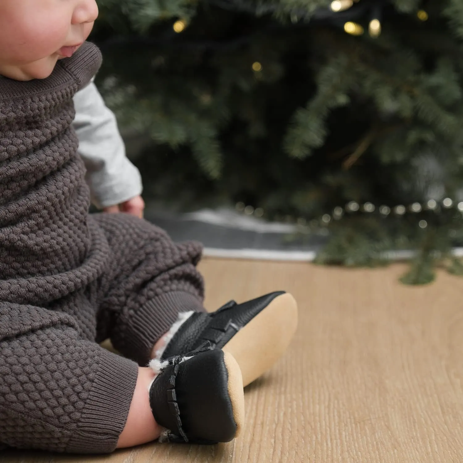 BirdRock Baby Sherpa Moccasins - Cozy, Genuine Leather Winter Shoes for Boys and Girls