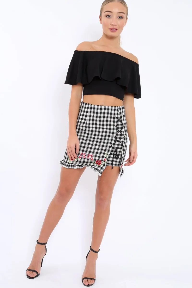 Black Bardot Crop Top - Justine