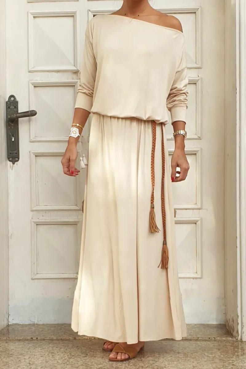 Boat Neck Long Dress