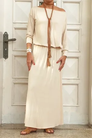 Boat Neck Long Dress