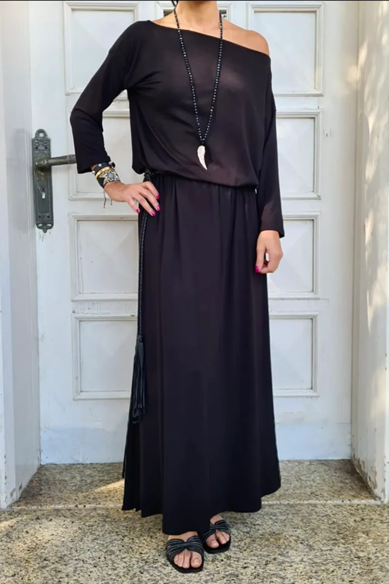 Boat Neck Long Dress