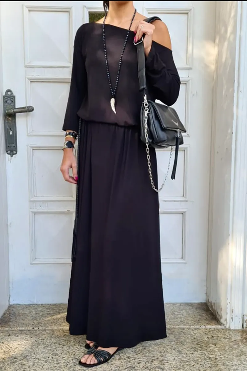 Boat Neck Long Dress