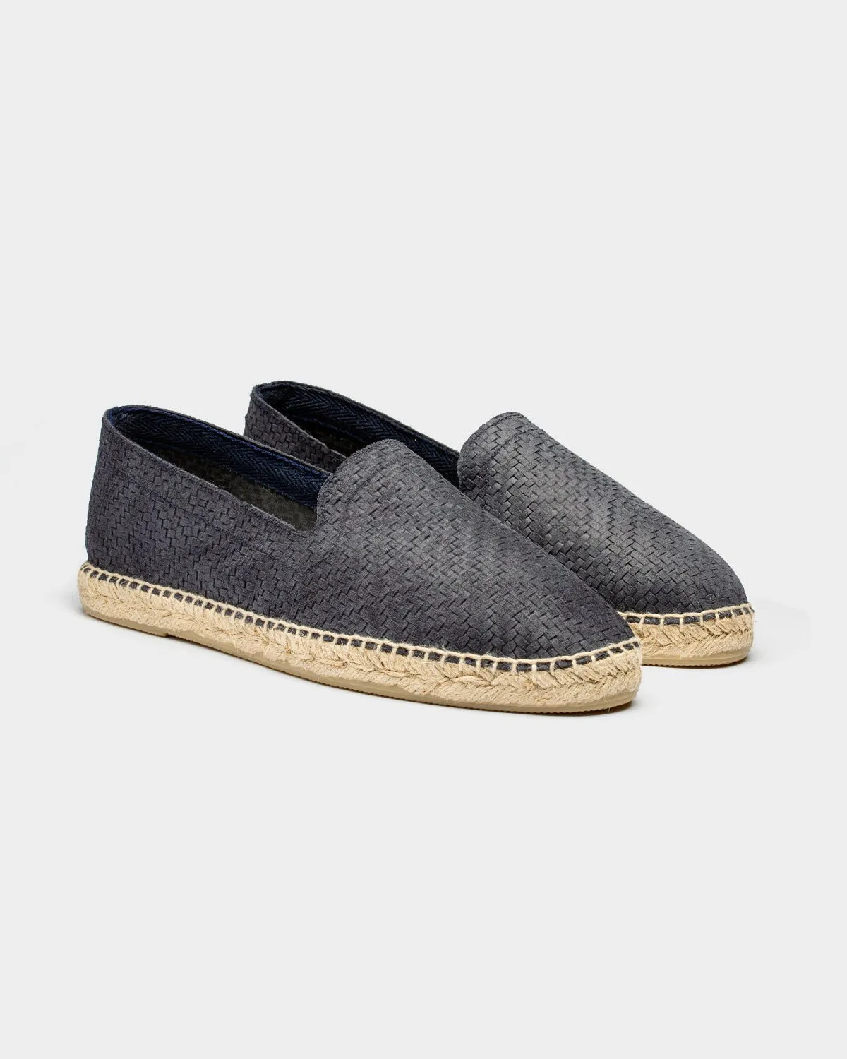 Braided Leather Espadrilles Navy
