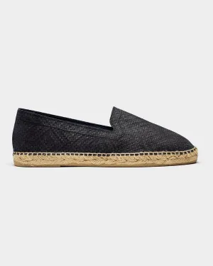 Braided Leather Espadrilles Navy
