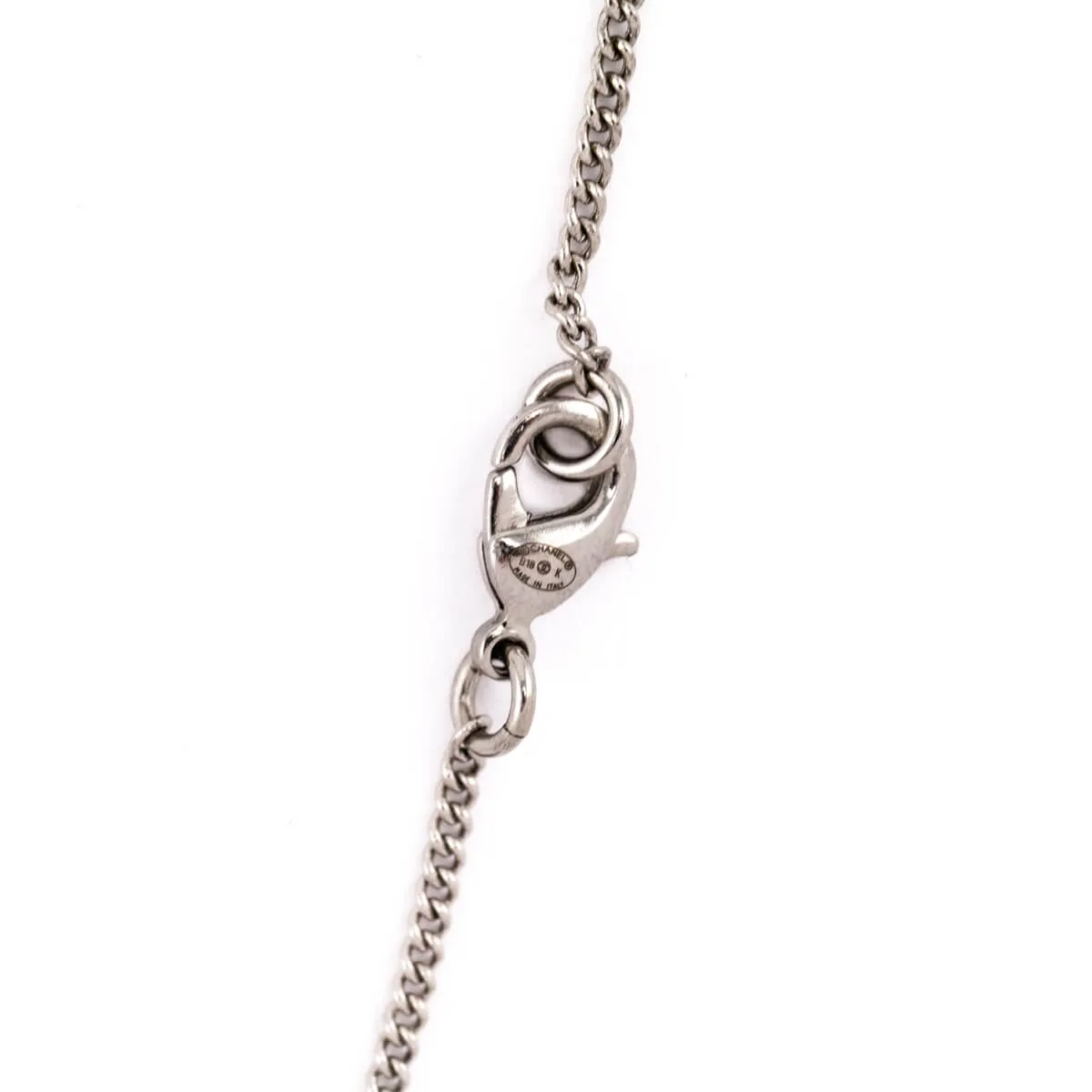 Chanel Silver & Black Crystal CC Dice Pendant Necklace