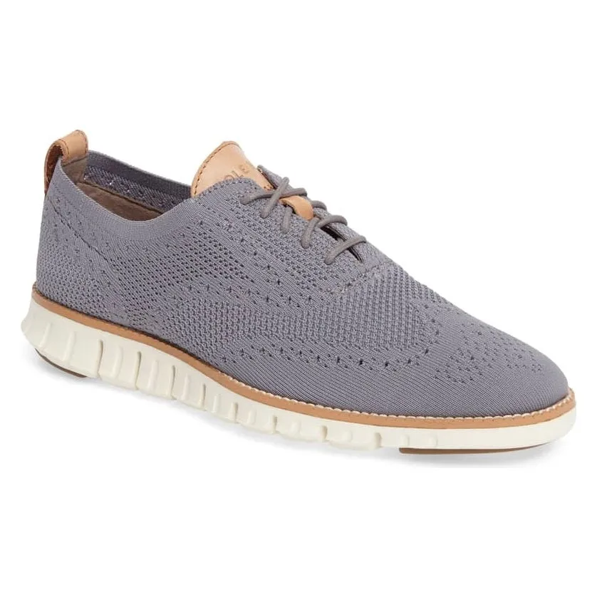Cole Haan Mens Zerogrand Stitchlite Oxford Lace-Up Sneakers Ironstone Knit/Ivory (11.5, Ironstone Knit/Ivory)