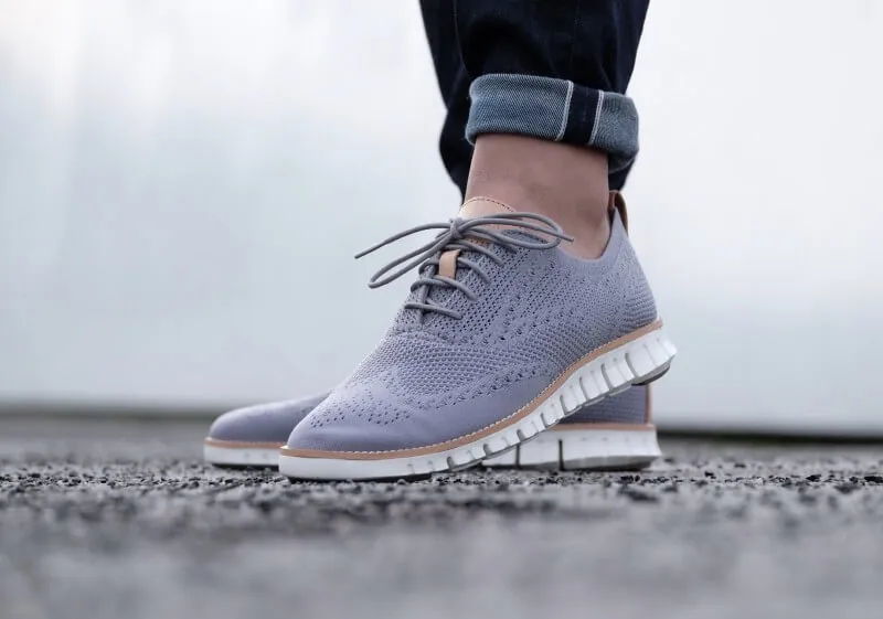 Cole Haan Mens Zerogrand Stitchlite Oxford Lace-Up Sneakers Ironstone Knit/Ivory (11.5, Ironstone Knit/Ivory)