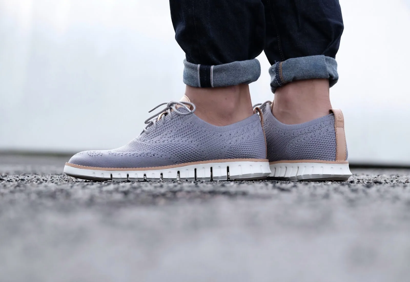 Cole Haan Mens Zerogrand Stitchlite Oxford Lace-Up Sneakers Ironstone Knit/Ivory (11.5, Ironstone Knit/Ivory)