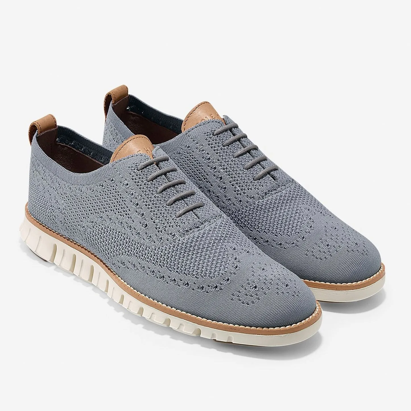 Cole Haan Mens Zerogrand Stitchlite Oxford Lace-Up Sneakers Ironstone Knit/Ivory (11.5, Ironstone Knit/Ivory)
