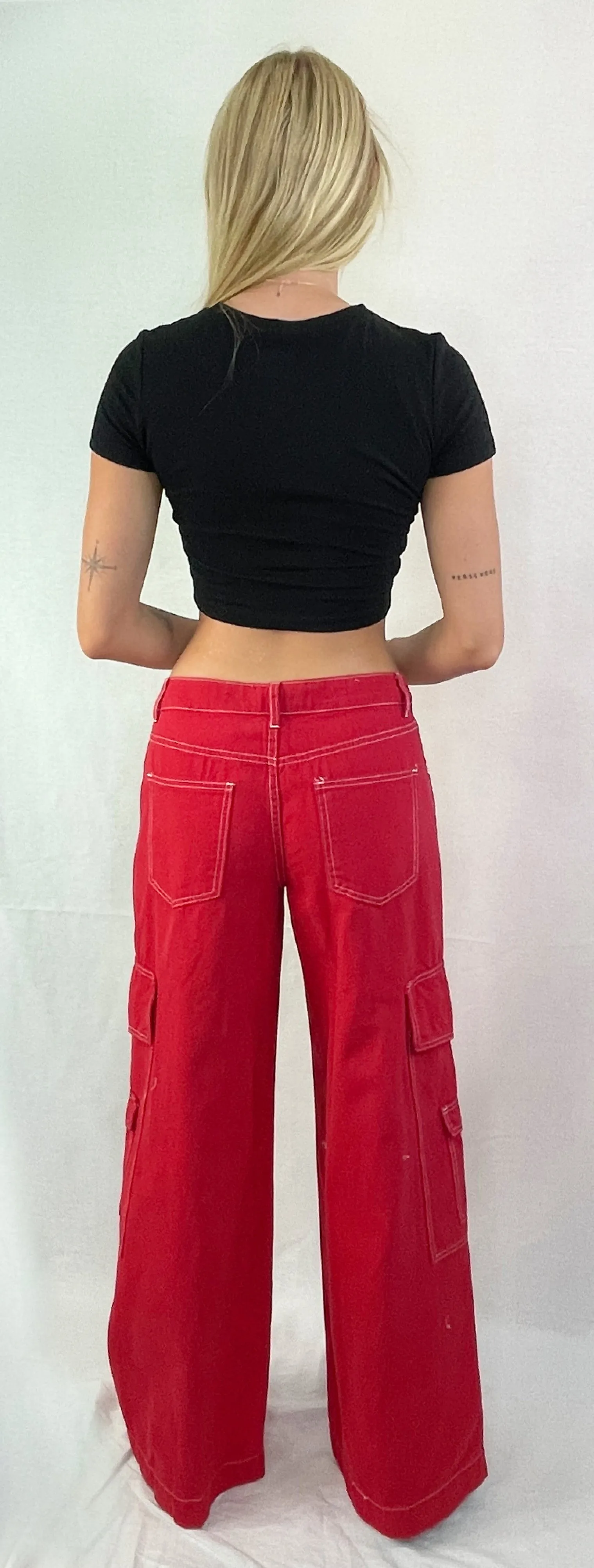 Colorful Display Low Rise Cargo Pants