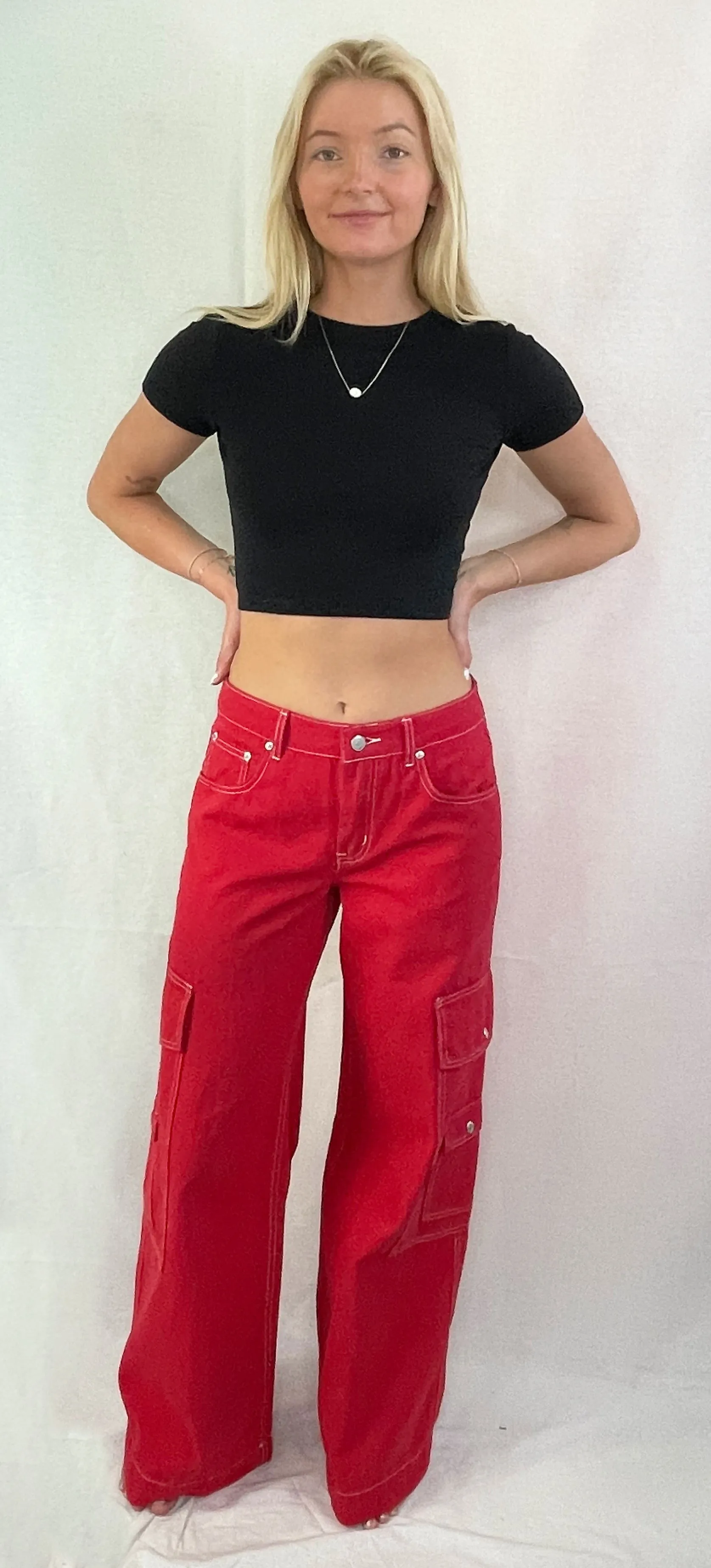 Colorful Display Low Rise Cargo Pants