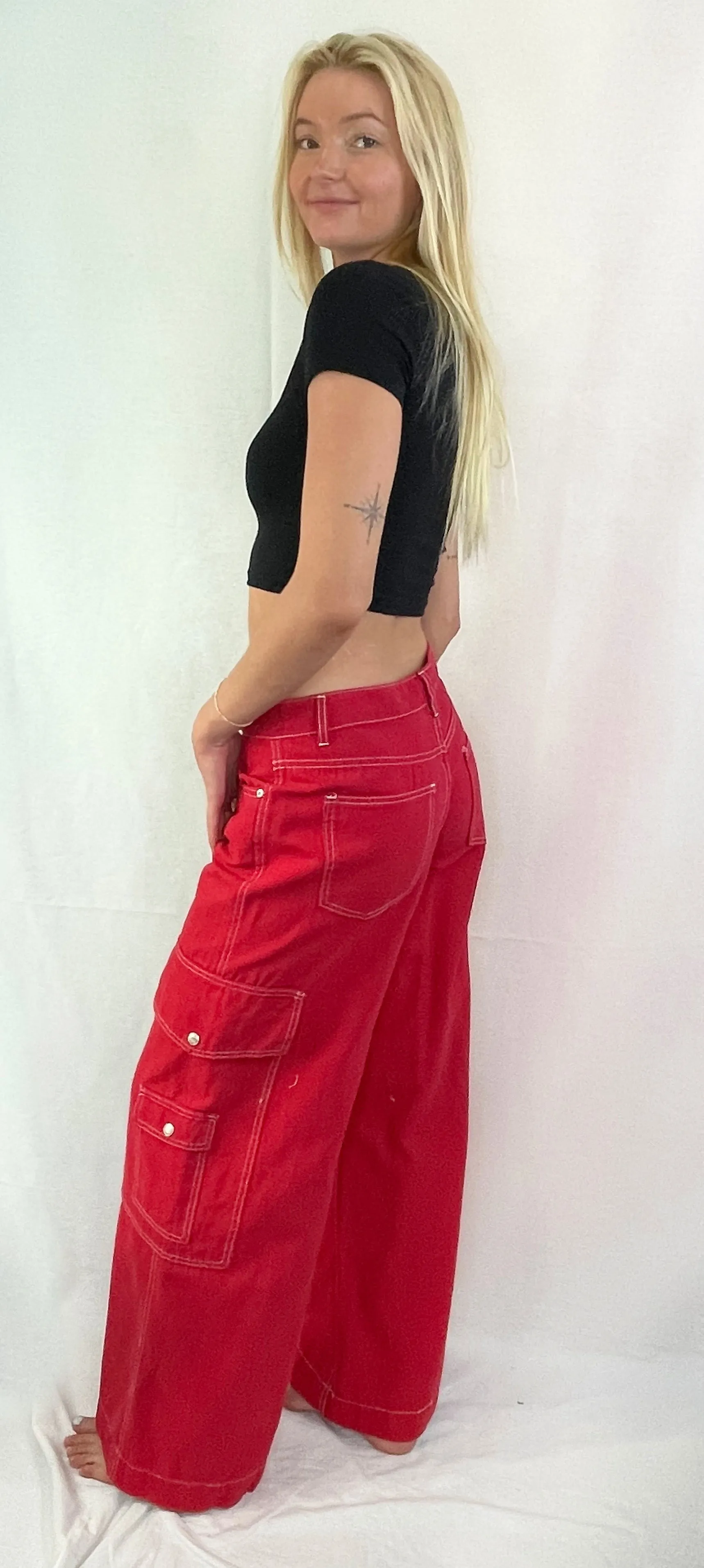 Colorful Display Low Rise Cargo Pants