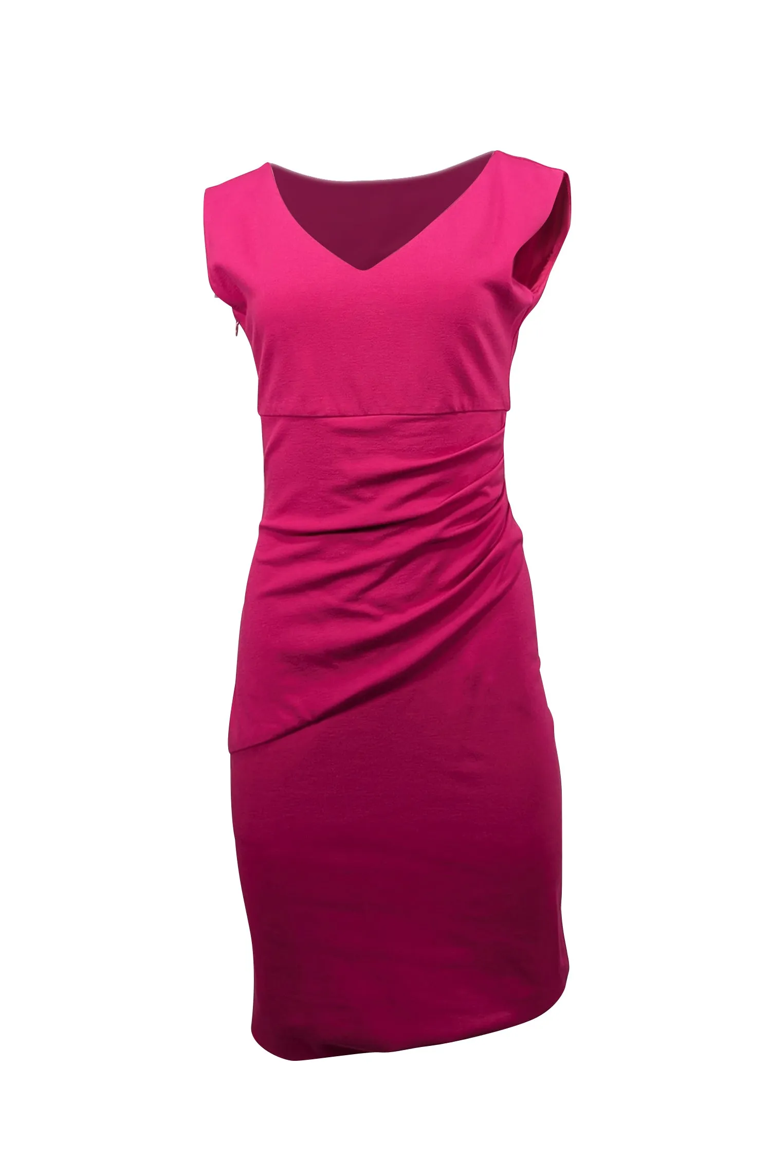 Diane von Furstenberg - Fuchsia Gathered Waist Sleeveless Dress Sz 6