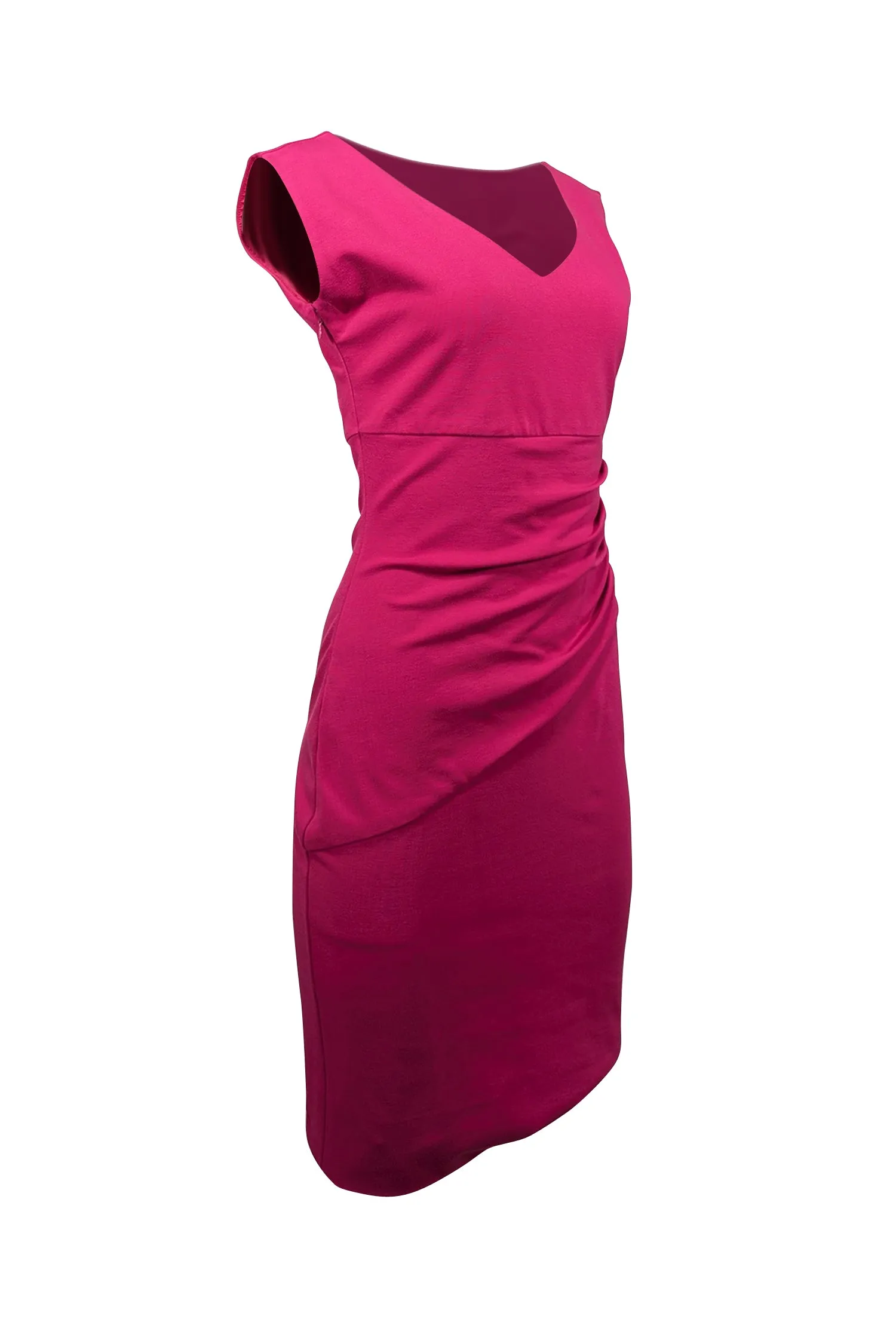 Diane von Furstenberg - Fuchsia Gathered Waist Sleeveless Dress Sz 6