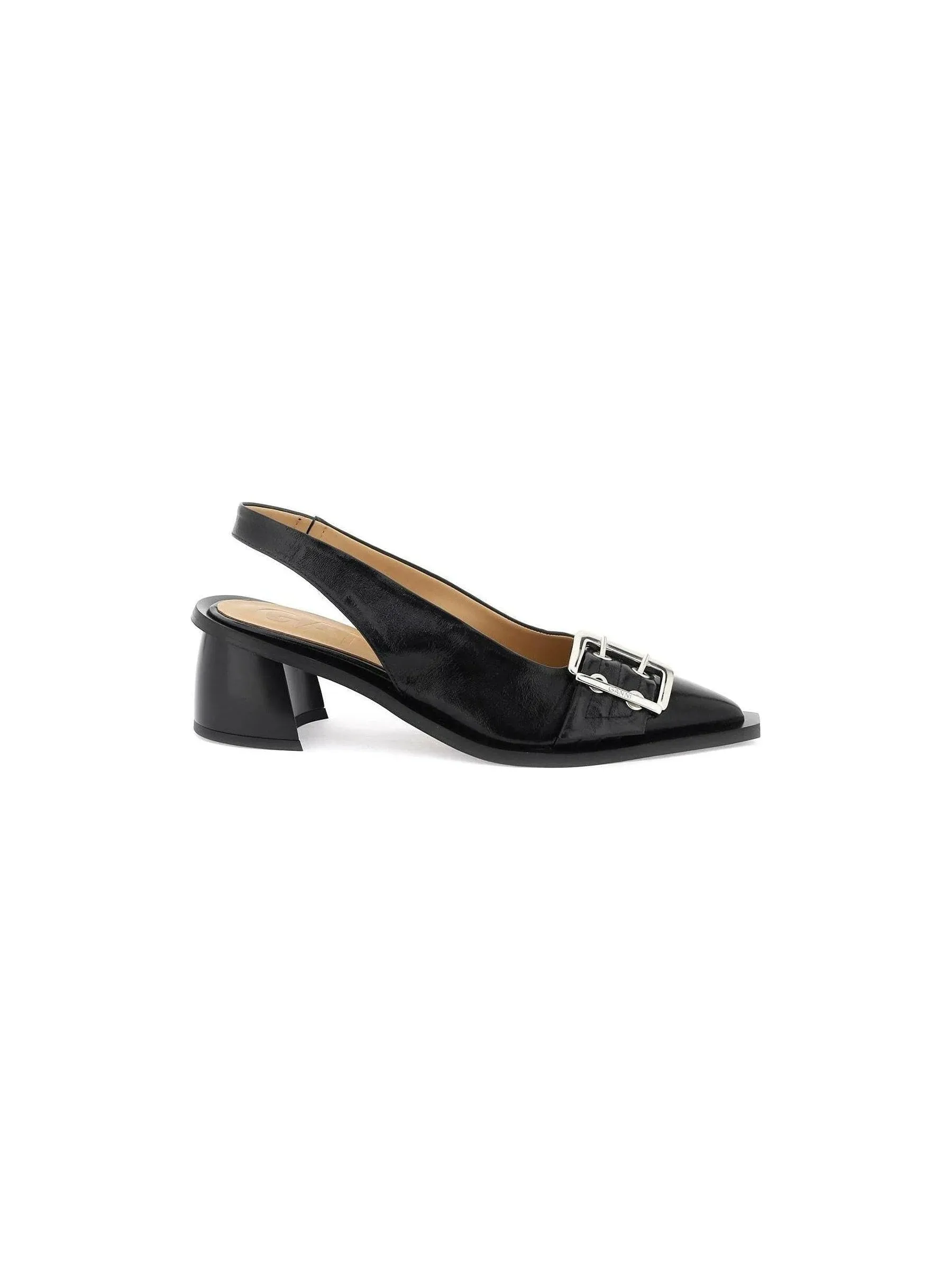 Feminine Buckle Leather Slingbacks