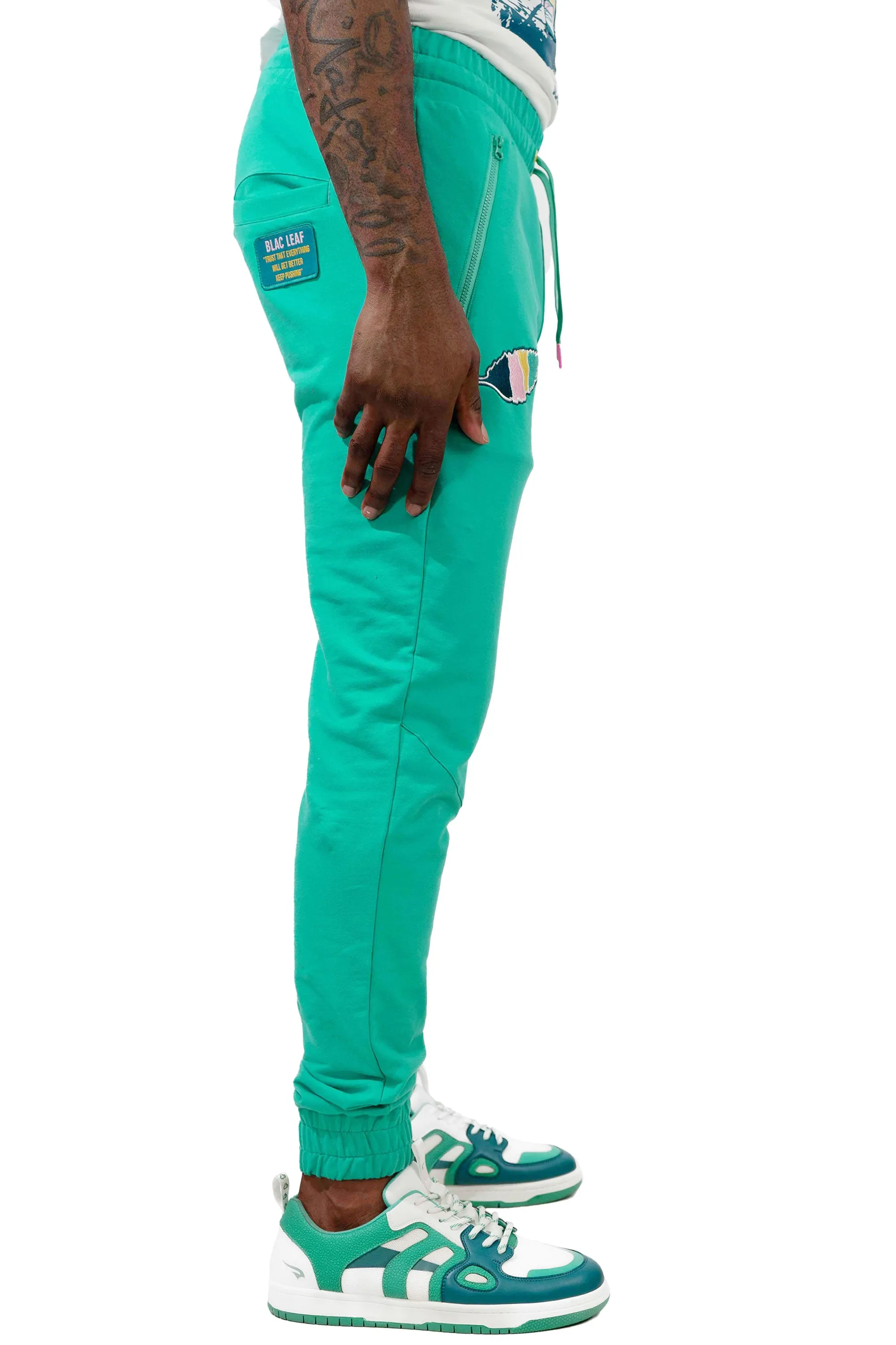 Growth Letter College Double T-Shirt, Patchwork Jogger and Sneakers Bundle