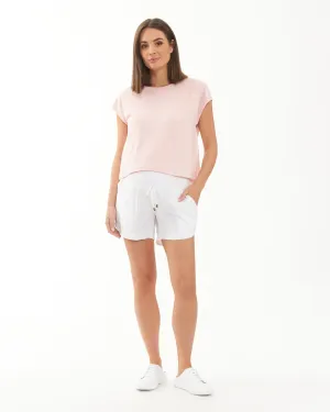 Indi Shirred Linen Short White