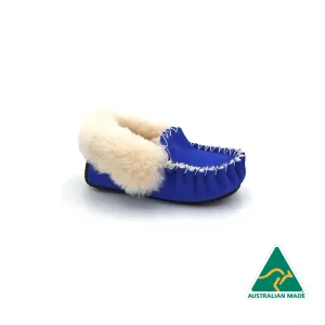 Kid's Ocean Blue & White Moccasins