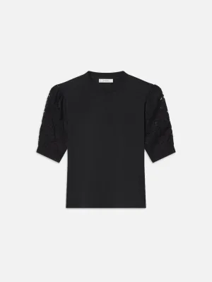 Lace Sleeve Frankie Tee -- Black