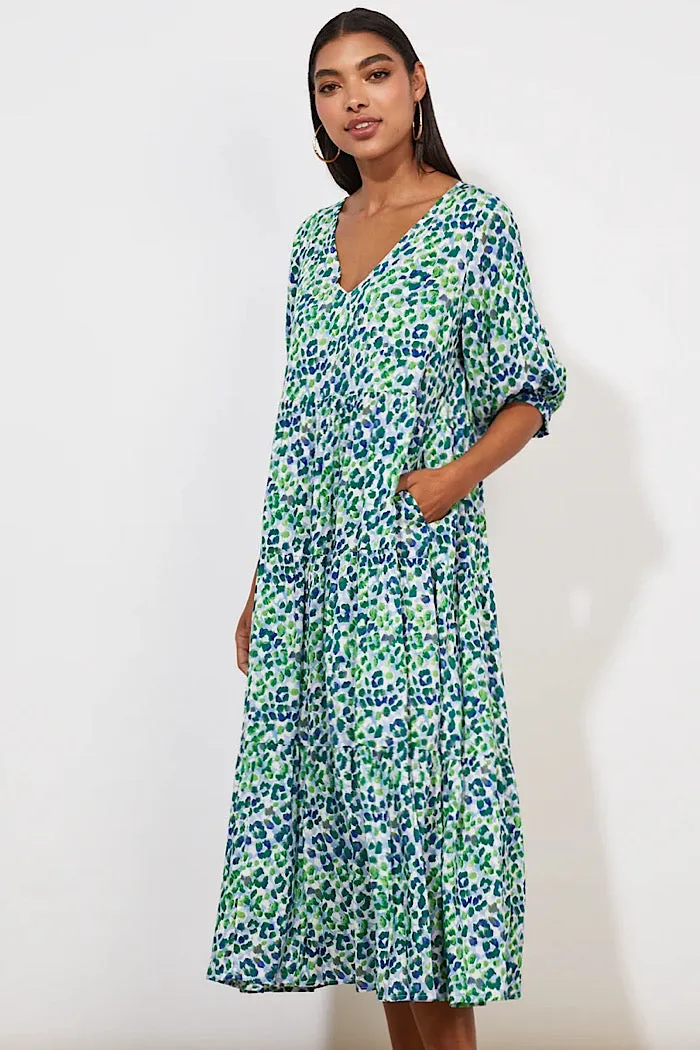 LAMU TIERED MAXI DRESS - SAVANNA BLUE