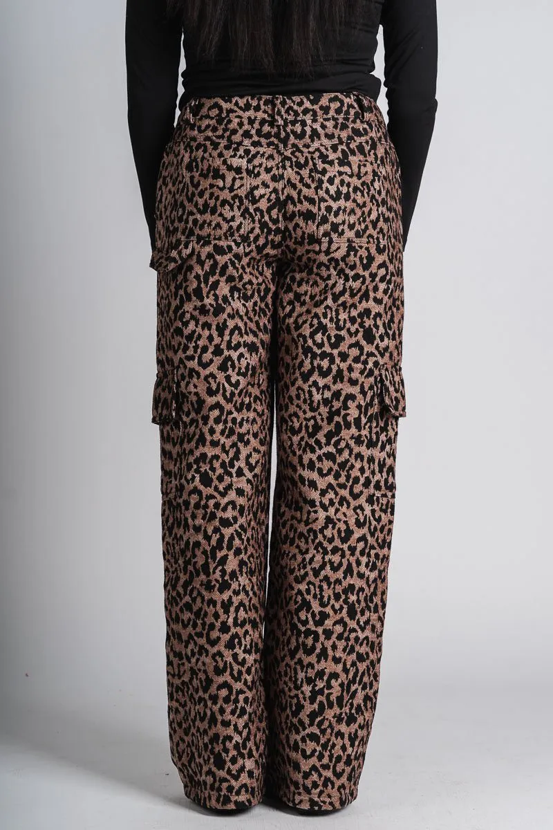 Leopard cargo jeans brown/black