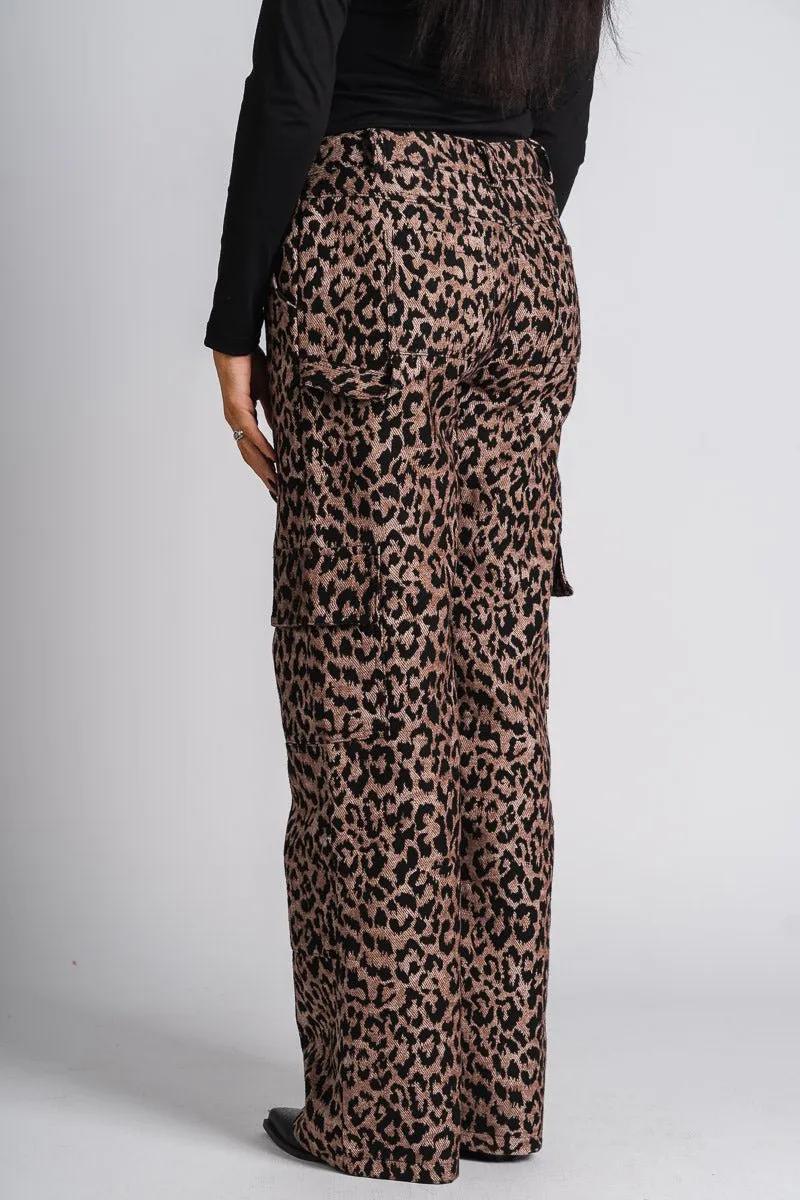 Leopard cargo jeans brown/black