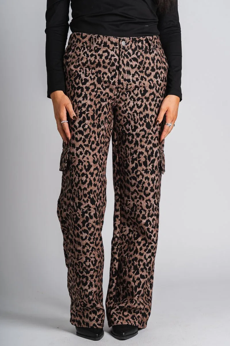 Leopard cargo jeans brown/black