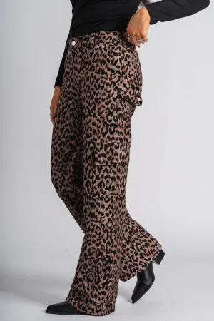 Leopard cargo jeans brown/black