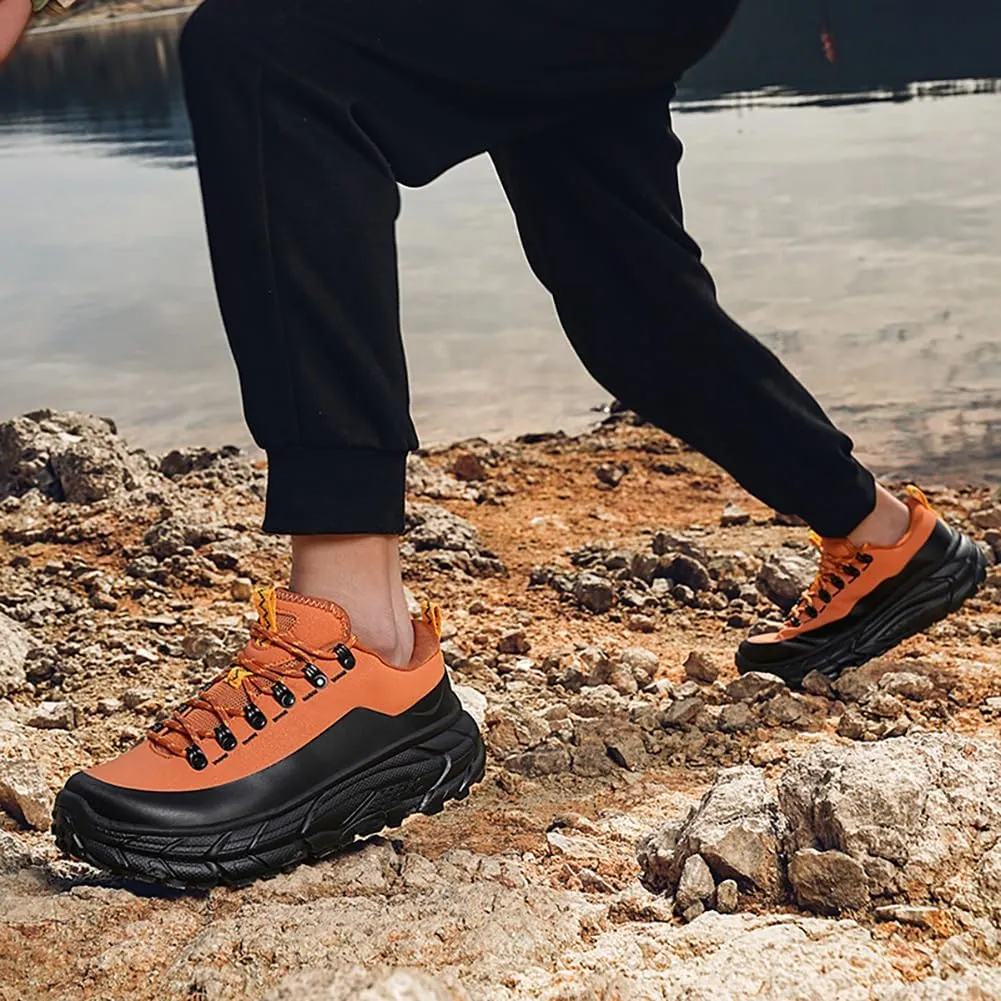Men's Waterproof Hiking Shoes, Low-Top Trail Running Sneakers, Shock Absorbing Work Boots
