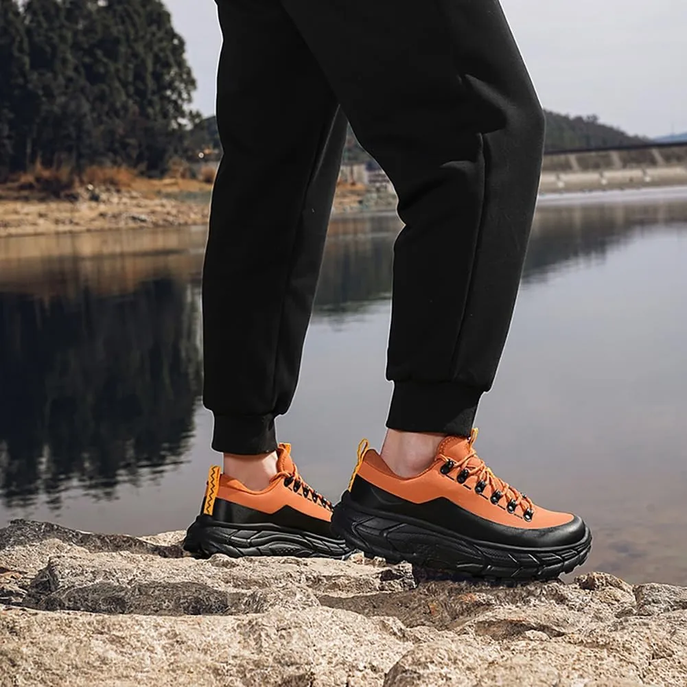 Men's Waterproof Hiking Shoes, Low-Top Trail Running Sneakers, Shock Absorbing Work Boots