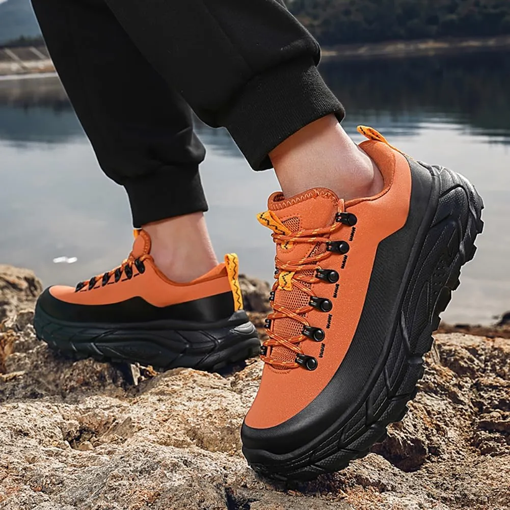 Men's Waterproof Hiking Shoes, Low-Top Trail Running Sneakers, Shock Absorbing Work Boots