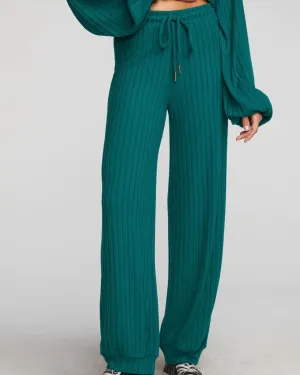 Ribbed Knit Blouson Hem Joggers in Emerald | Emerald