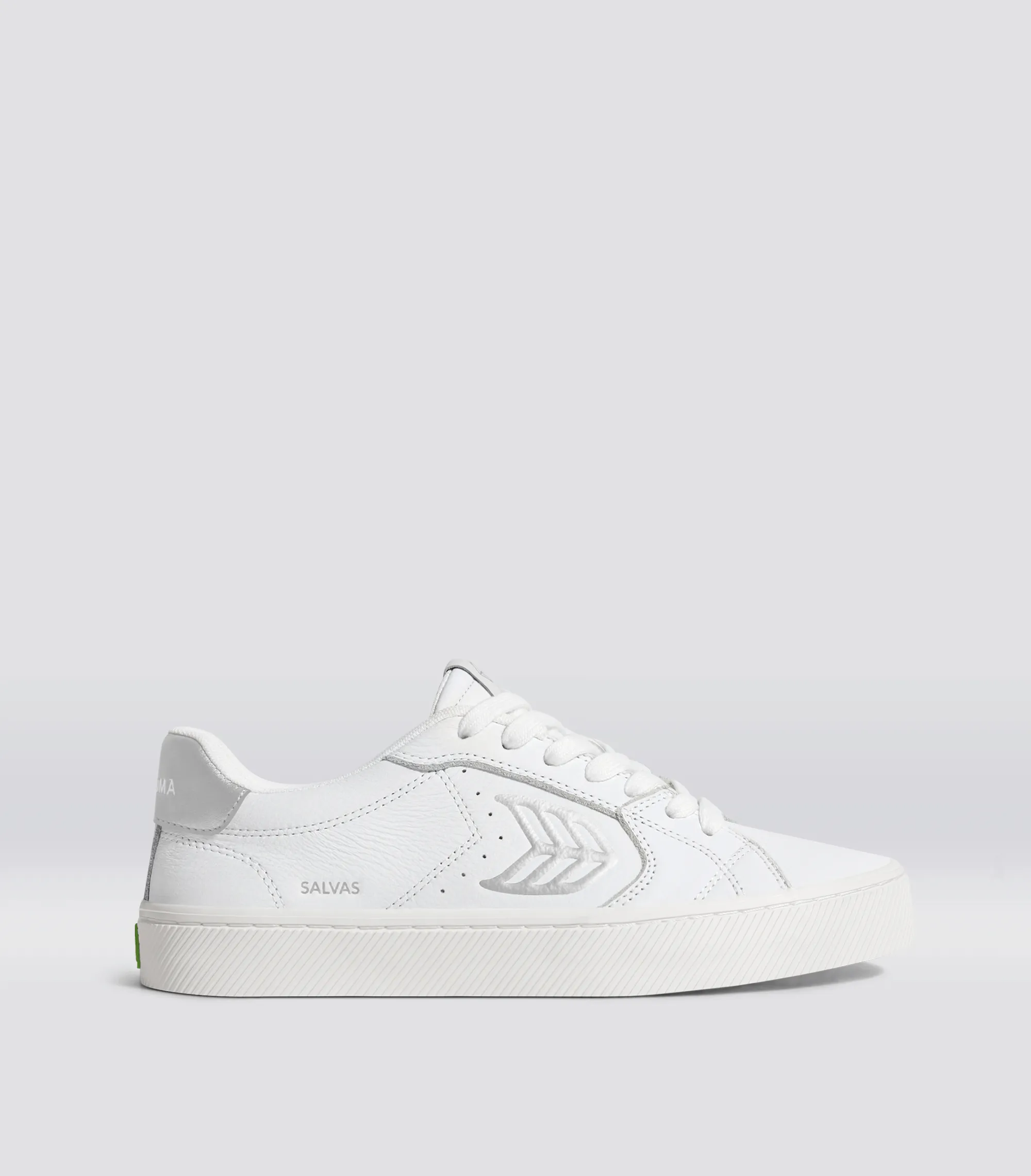 SALVAS White Premium Leather Silver Logo Sneaker