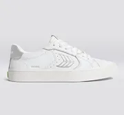 SALVAS White Premium Leather Silver Logo Sneaker