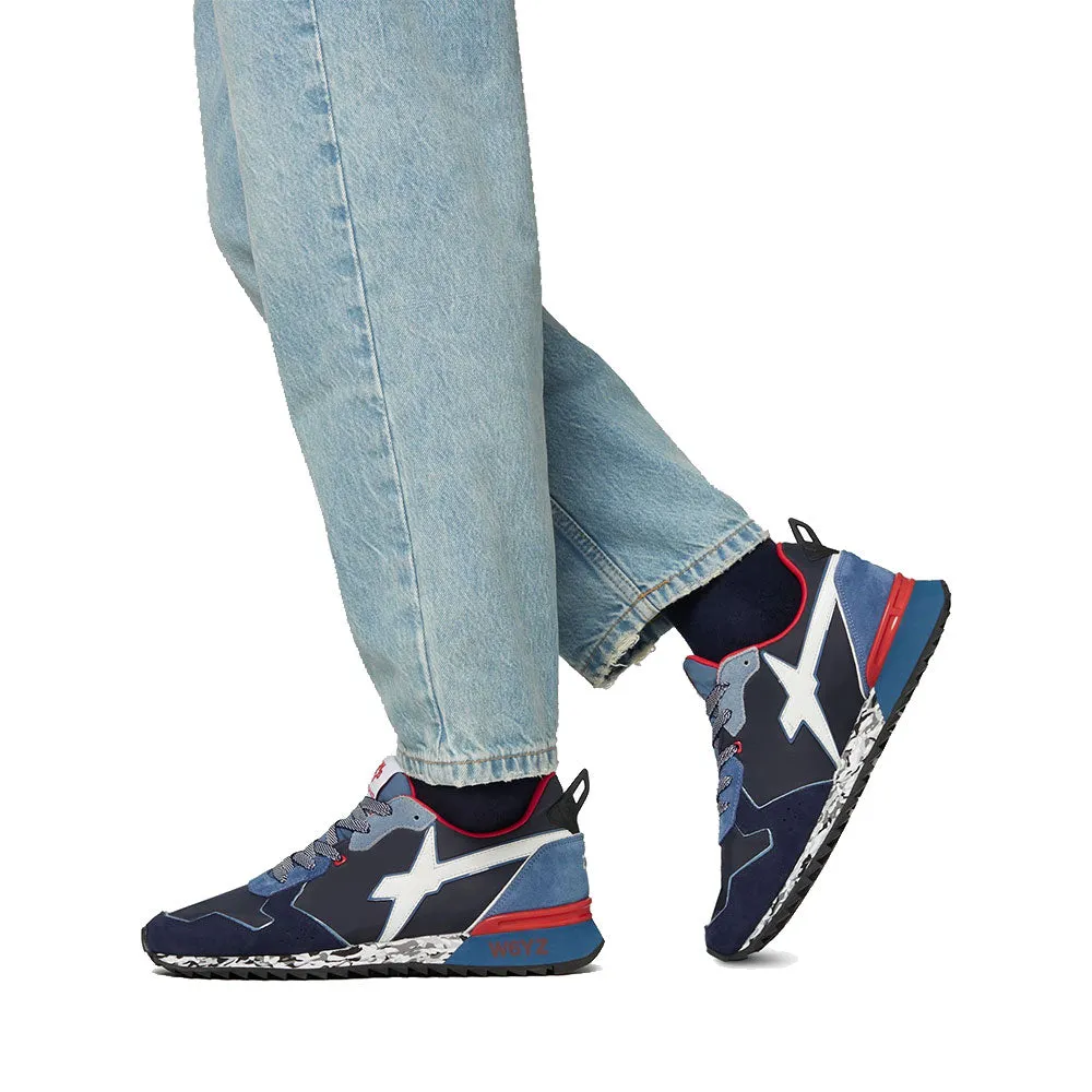 Scarpe Uomo W6YZ Sneakers Jet-M. in Tessuto Tecnico e Suede colore Navy Azure e Celeste