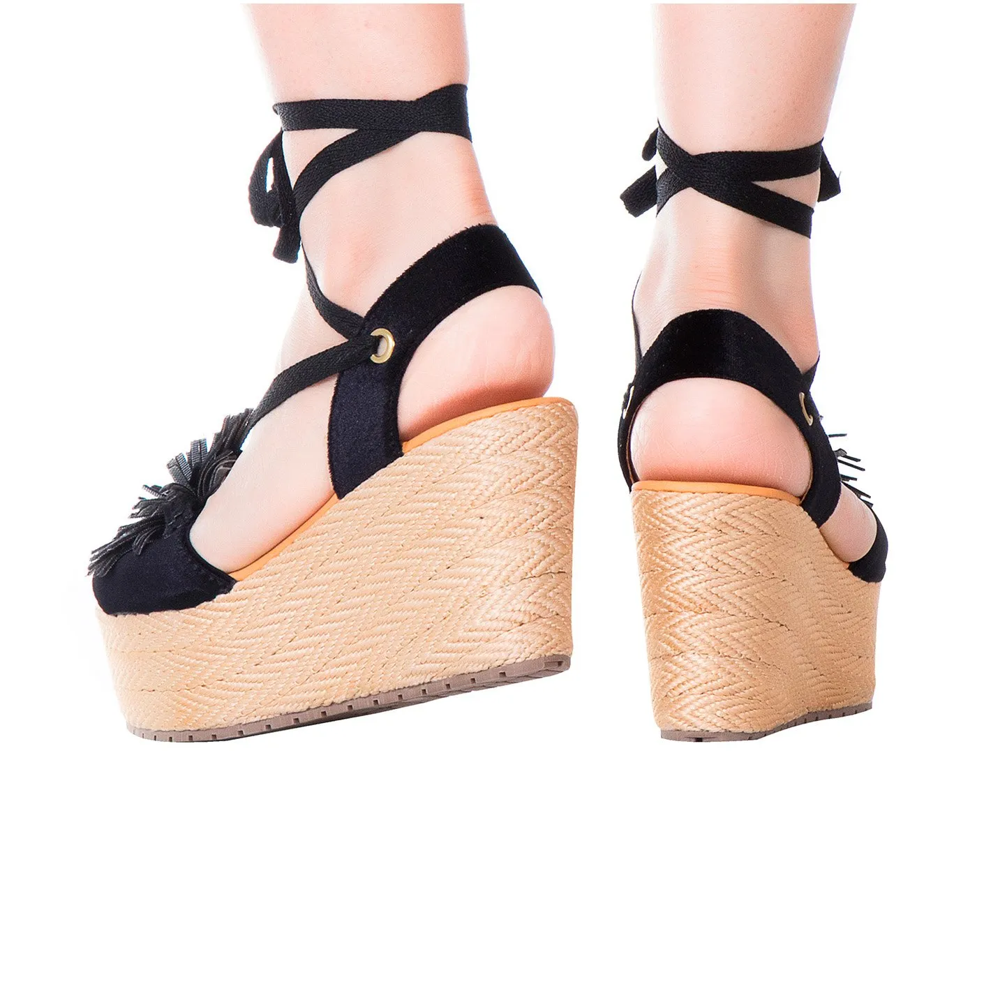Silvia Cobos POMPOM Espadrille Lace Up Wedge