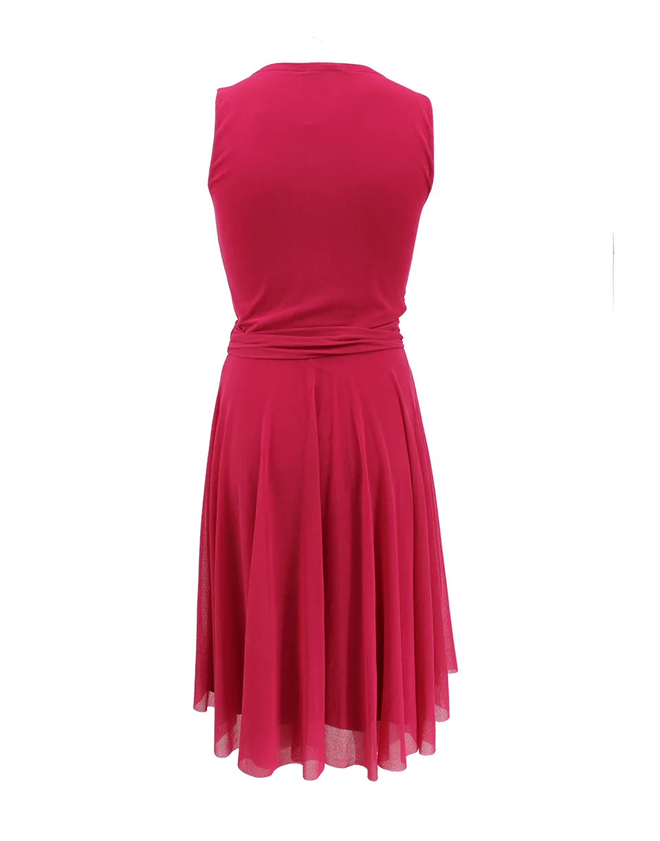 Sleeveless V-Neck Wrap Waist Dress