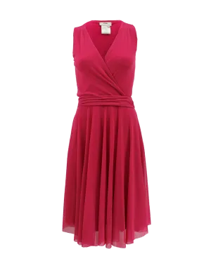 Sleeveless V-Neck Wrap Waist Dress