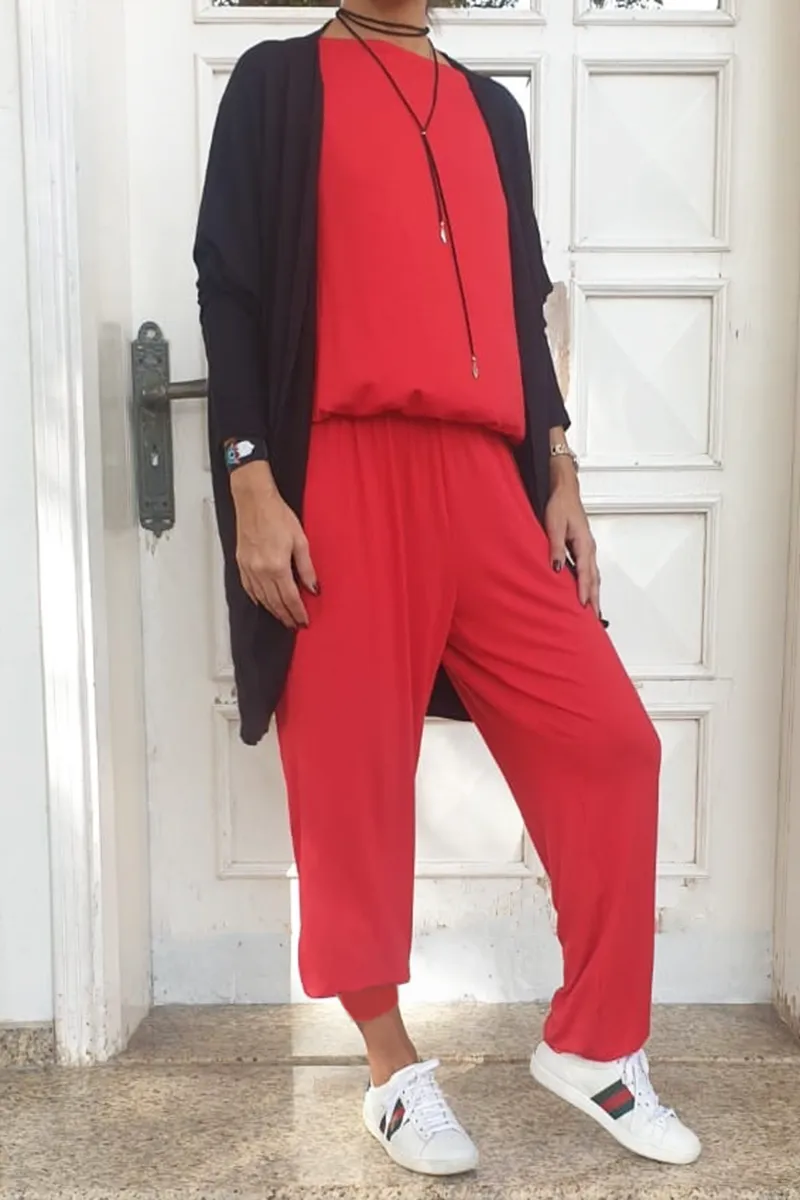 Slim Fit Boat Neck Jogger Jumpsuit