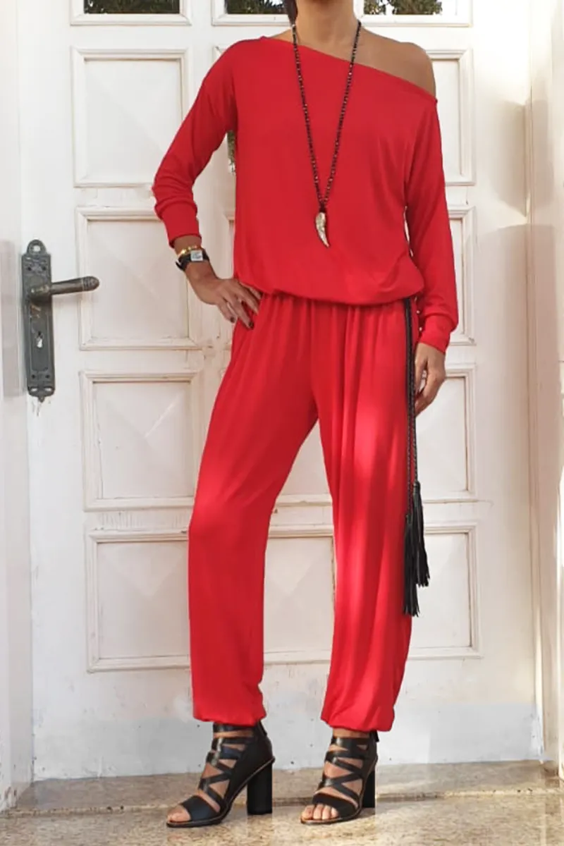 Slim Fit Boat Neck Jogger Jumpsuit